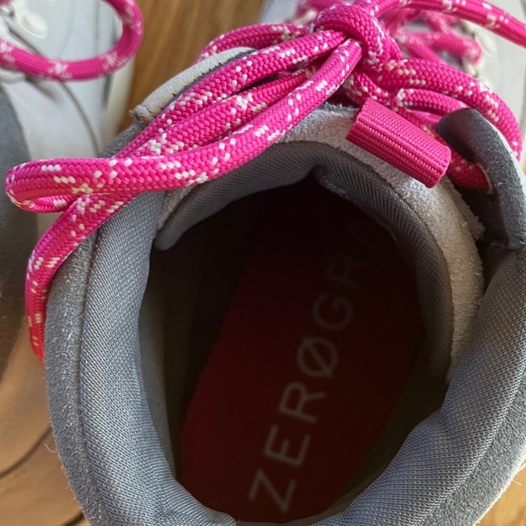 Cole Haan Grand Zero Gray Leather Women's Hiking Boots with Pink Laces - Picture 5 of 11